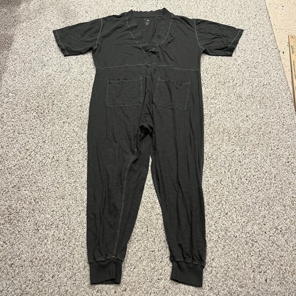Natural Life Charlie Jumpsuit V Neck S Charcoal Gray Boho Oversized Casual